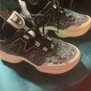 Michael Kors Black and Silver Glitter Sneakers